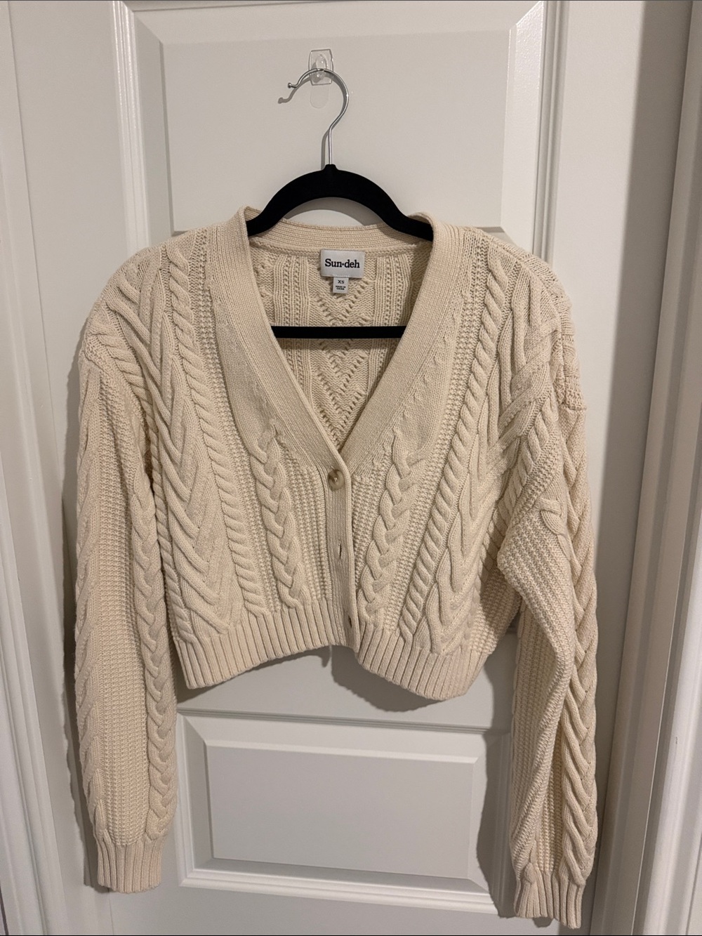 Sunday Best Cream Cable Knit Cropped Cardigan